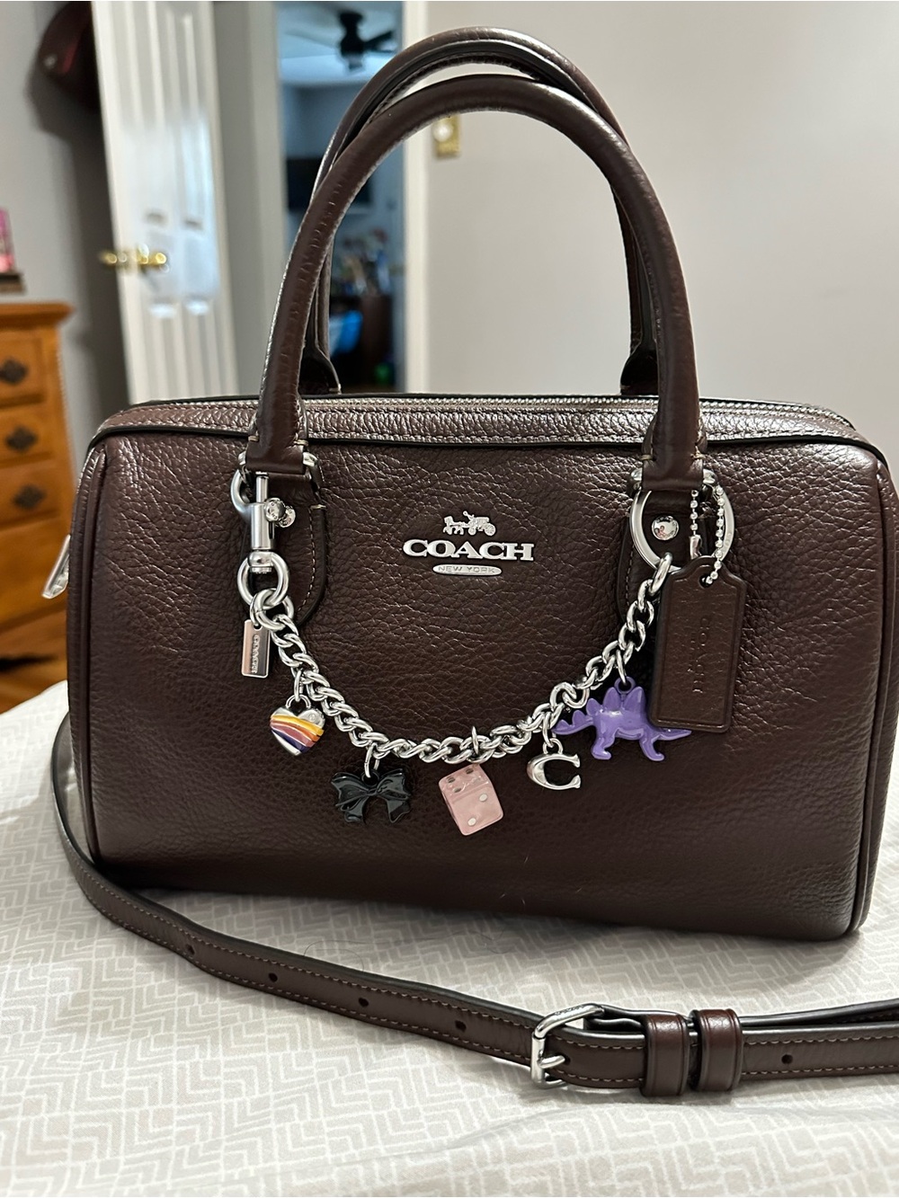 COACH Dark Brown Pebbled Leather Satchel